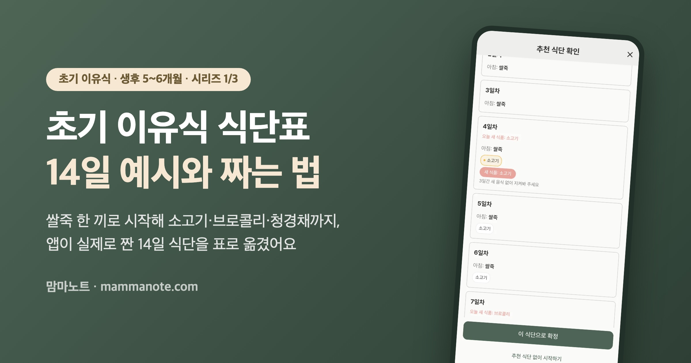 초기 이유식 식단표 14일 예시와 짜는 법